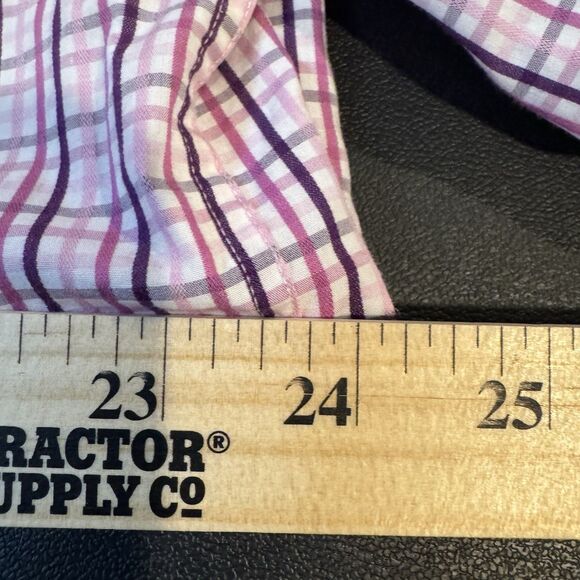 Daniel Cremieux Men's L Plaid Short Sleeve Button Down Shirt Pink Purple White - Picture 6 of 7